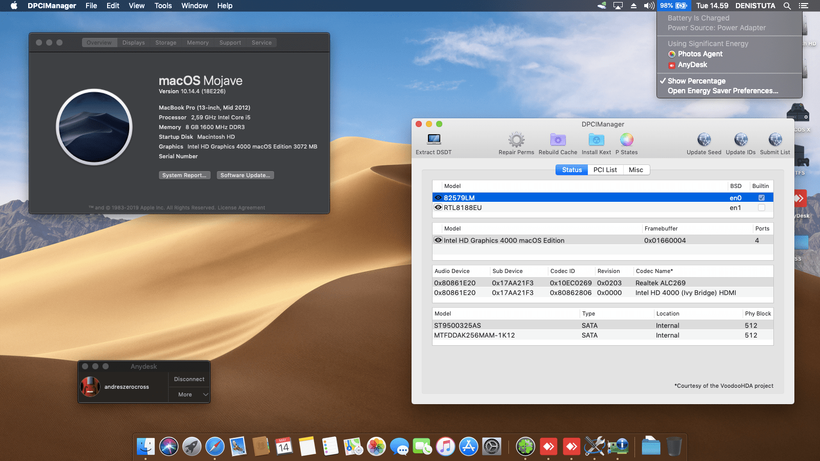 Success Hackintosh macOS Mojave 10.14.4 Build 18E226 at Lenovo Thinkpad T430
